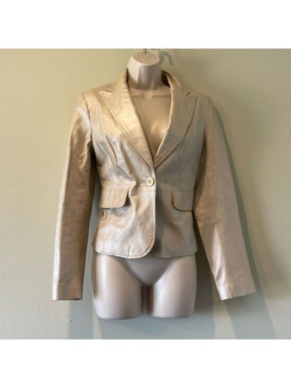 Worthington Pearlized Blush colored Leather Blazer, small